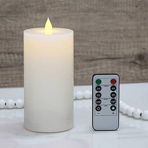 lot 6296 image: Flickering Flameless Candle with 3D Moving Flame, with Remote and Timer, Real Wax Candles, LED Pillar Water Ripples Battery Operated Candle for Wedding, Christmas, Home Decor (Purple)