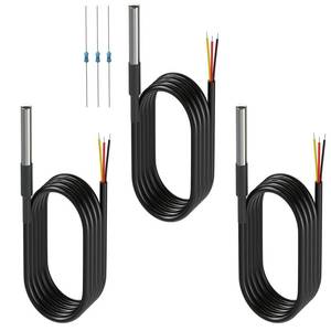 lot 6297 image: DROK 3 Pack Waterproof DS18B20 Temperature Sensor Probes with 3 Pack 4.7K ohm Resistors for Arduino Raspberry Pi DIY