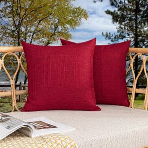 lot 6298 image: Kevin Textile Valentines Outdoor Waterproof Throw Pillow Covers Pack of 2 Decorative Farmhouse Checkered Square Solid Cushion Cases for Patio Garden Porch Sofa Red 18x18 inch