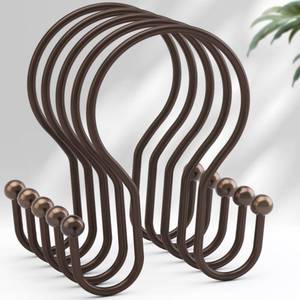 lot 6303 image: AmazerBath Bronze Shower Curtain Hooks Shower Curtain Rings, Simple Double Hook Shower Curtain Hooks Rust Proof, Metal Smooth Glide Shower Hooks for Shower Curtain Rod, 12 Pcs Shower Rod Hooks