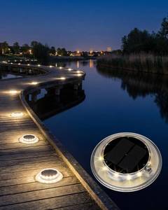 lot 11715 image: T-SUN Solar Dock Lights Driveway Deck Lights, 3 Color Modes Solar Powered Outdoor Waterproof LED Driveway Marker Lights for Step, Pathway, Sidewalk, Garden, Stair, Yard(6 Packs)