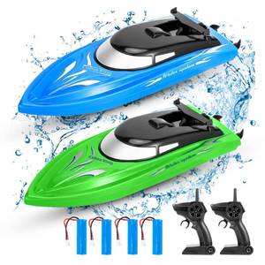 lot 11738 image: Lumiparty 2PACK RC Boat,Remote Control Boats for Kids and Adults,10kmH 2.4G High Speed Remote Control Boat, Fast RC Boats for Pools and Lakes with 4 Rechargeable Battery. (Blue Green)