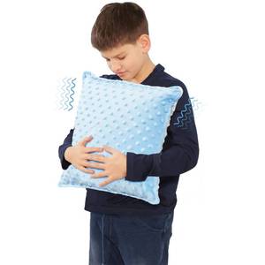 lot 11739 image: Bmag Sensory Vibrating Pillow for Autistic Kids and Adults,13 x 13 Sensory Toy Gift with Textured Therapy Stimulation Bumps Relief Stress Item for Toddler - Blue and Yellow