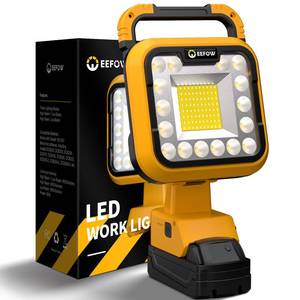 lot 11767 image: 20V LED Work Light for Dewalt 90W 9000LM 8 Portable Battery Powered Lights, 3 Modes Integrated Spotlight & Floodlight with USB & Type-C and Low Voltage Protection Ideal for Workshop (No Battery)