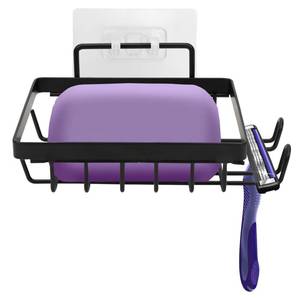 lot 11777 image: Carrie Joe Soap Holder Self Draining Soap Dish Razor Holder for Shower Wall Not Punched Easy Clean Bar Soap Holder Fit for Bathroom, Kitchen Sink
