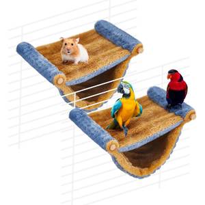 lot 11799 image: Ribbonlic 2 Pcs Winter Warm Rat Hammock Double Layer Pet Ferret Hammock Hanging Soft Plush Guinea Pig Bunk Bed for Cage Sleep Chinchilla Squirrel Hamster Mice Birds Small Animals Hideaway Hideout