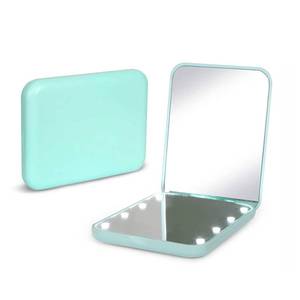 lot 12000 image: Kintion Pocket Mirror, 1X3X Magnification LED Compact Travel Makeup Mirror with Light for Purse, 2-Sided, Portable, Folding, Handheld, Small Lighted Mirror for Gift, Cyan