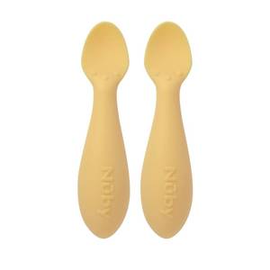 lot 12005 image: Nuby Silicone Mini Spoons - (2-Pack) Baby-Led Weaning Spoons for Babies - 4 Months - Yellow
