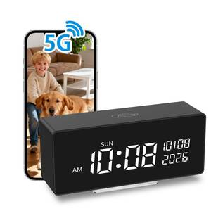 lot 12025 image: NOSENT Security Mini Camera, Digital Clock,1080P HD, Nanny Camera, with AI Motion Detection, Clear Night Vision,5G & 2.4G, 150° Viewing Angle,Bluetooth Connection, Local and Cloud Storage