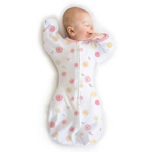 lot 12036 image: Amazing Baby Transitional Swaddle Sack, Arms Up Half-Length Sleeves & Mitten Cuffs, Swaddle for Newborn Transition to Baby Sleep Sack Wearable Blanket, Med, 3-6 mo, 14-21 lb, Little Watercolor Roses