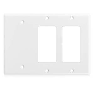 lot 12102 image: Kingdder 1 Pcs 3-gang 2-decorator 1-blank Wall Plate Standard Size Stainless Steel White Light Switch Plate Gloss Finish Size 3-gang 4.50 x 6.38 Corrosion-resistant Gfci Outlet Receptacle