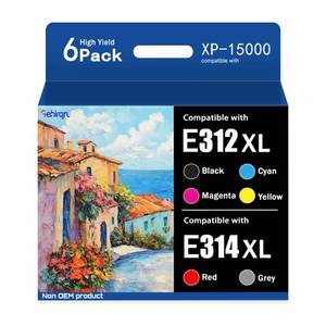 lot 12104 image: Sehiran 312XL 314XL High Yield Ink Cartridges Replacement for 312XL 314XL Ink Cartridge with Expression Photo XP-15000 Printer (6-Pack, 1 Black,1 Cyan,1 Magenta,1 Yellow,1 Red,1 Gray)