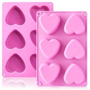 lot 12105 image: HKNMTT Heart Silicone Molds Valentines Day for Baking Cake Chocolate Cocoa Bomb, Love Shaped Jello Chocoflan Oreo Moulds, 6 Cavity 2 Pack Soap Craft Oven Safe DIY Handmade Gift Pan