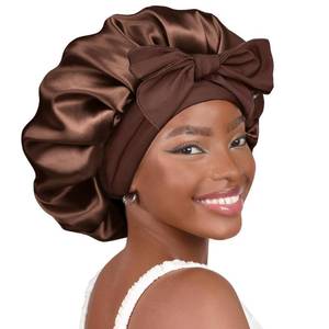 lot 12106 image: YANIBEST Adjustable Satin Bonnet for Sleeping Women Double Layer Hair Wrap Reduce Friction Prevent Frizz Natural Curly Hair, Brown