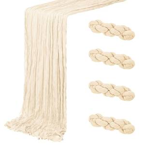 lot 12109 image: 4 Pack Ivory Cheesecloth Table Runner 20 x 120 inch Gauze Table Runners 10 FT Long,Semi Sheer Cheese Cloth Fabric Table Runner Bulk for Wedding,Party,Baby Shower,Bridal Shower Decoration