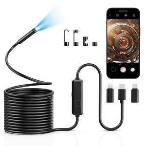 lot 12112 image: Vorth Endoscope Camera with Light, 1920P HD Borescope with 8 LED Lights, 33 FT Semi-Rigid Snake Inspection Camera, IP67 Waterproof Drain Pipe Borescope Mens Tool for iOS and Android