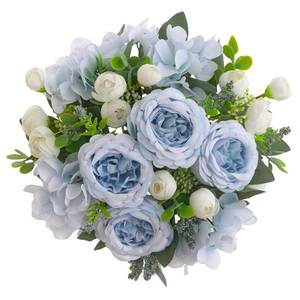 lot 12123 image: karoro 2 Bunches Artificial Peonies Flowers Small Silk Blue Peonies Fake Hydrangea Flowers Arrangements Table Centerpiece Faux Flores for Bridal Wedding Home Decor (2, Blue White)