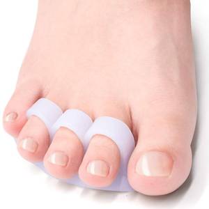 lot 12131 image: Welnove Hammer Toe Crests Straightener 4 Pcs Gel Toe Support Pads Cushion Relief for Overlapping-Curled-Hammer-Claw Toes, 3 Loop Design, White