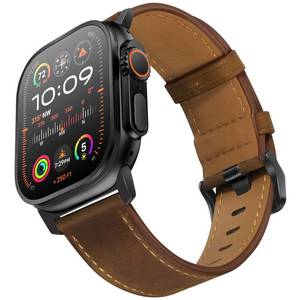 lot 12138 image: UUPWPOKT Leather Band Compatible with Apple Watch Ultra 321 Band 49mm 46mm 45mm 44mm 42mm Men, Genuine Leather Strap for iWatch Ultra Series 11 10 9 8 7 6 5 4 3 2 1 SE 321, Retro Dark BrownBlack