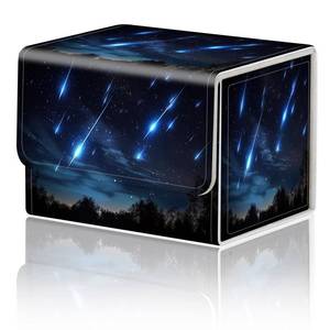 lot 12142 image: Card Game Storage Box TCG Deck Box MTG Card Box Organizer Trading Card Case Commander Deck Box TCG Card Storage Box Magnetic Closure Creative Pattern Up to 200 Cards, Blue Sky Meteor Streaks