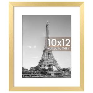 lot 12144 image: upsimples 10x12 Picture Frame, Display Pictures 7x9 with Mat or 10 x 12 Without, Wall Hanging Photo Frames, Gold, 1 Pack