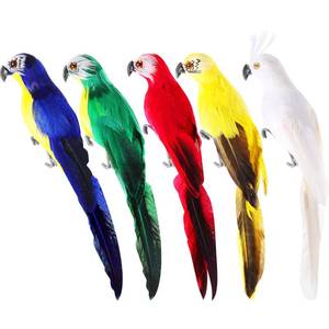 lot 12147 image: Threan 5 Pcs Fake Parrot Artificial Birds Halloween Pirate Parrot Fake Birds Figure Feathered for Christmas Craft Jungle Garden Home Ornament Decoration, Assorted Colors