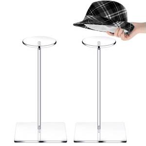 lot 12149 image: Yookeer 2 Set 12 Inch Clear Acrylic Hat Stands and Wig Display Rack Stands for Multiple Hats Display Tabletop Baseball Caps Watch Tabletop (Square Bottom)