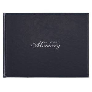 lot 12150 image: WITH LOVE in Loving Memory Guest Book - Navy Faux Leather - Condolence Book, Memorial Sign-in Book for Funerals & Memorial Services