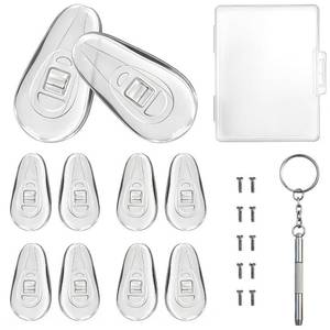 lot 12155 image: PTSLKHN 5 Pairs of Eyeglass Nose Pads, Upgraded 15x8mm Soft Silicone Air Chamber Eyeglasses Nose Pads, Screw-in Glasses Nose Pad Replacement Kit.