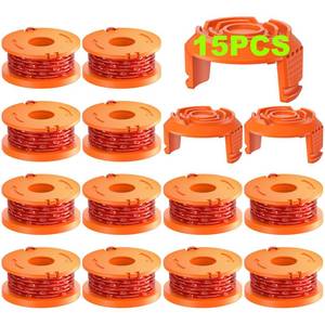 lot 12161 image: 15 Pack Trimmer Spool Line for Worx,(WA0010)Replacement Weed Wacker String for Worx Weed Eater,Trimmer Line Refills 0.065 for Worx,Suitable for Worx String Trimmers(12 Trimmer Spools,3 Trimmer Caps)