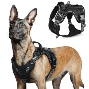 lot 12168 image: rabbitgoo Tactical Dog Harness for Large Dogs, No Pull Military Service Vest with Handle & Molle, Easy Control for Training Walking, Adjustable Reflective Straps, Black, L