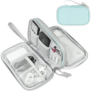 lot 12445 image: FYY Electronic Organizer, Travel Cable Organizer Bag Pouch Electronic Accessories Carry Case Portable Waterproof Double Layers Storage Bag for Cable, Charger, Phone, Earphone, Medium Size, Mint Green