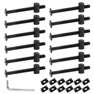 lot 12453 image: Biaungdo M6 x 65mm Hex Drive Socket Furniture Barrel Screws Bolt Nuts Furniture Crib Baby Bed Bolt with Wrench(Black, 12 Pcs)