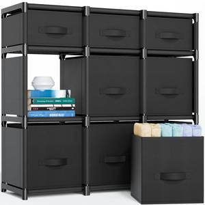 lot 13456 image: Mavivegue 9 Cube Storage Organizer, Closet Organizers and Storage, Cube Storage Shelf, Easy to Assemble with Storage Drawers, DIY Closet Cube Organizer for Living Room, Bedroom, Dorm Room-Black