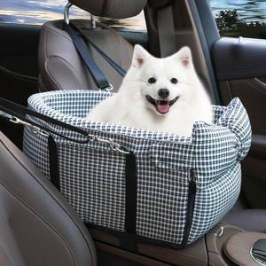 lot 13460 image: Center Console Dog Car Seat Dog Bed for Car Console Portable Armrest Booster Seat Carrier for Small Medium Dogs Anti-Collapse for Puppy Pet Up to 15 Lbs��Grid Black��