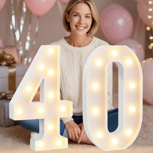 lot 13463 image: Pooqla 40th Birthday Decorations for Women Men, Large 12.6 in Tall Light Up Numbers for Party Decorations Table Decor, Big Marquee Numbers 40th Birthday Gift for Women Men Wedding Anniversary Decor