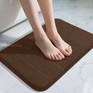 lot 13470 image: Yimobra Brown Bath Mat, Super Soft Absorbent Memory Foam Bathroom Rug Non Slip, Quick Dry, Machine Washable Floor Carpet for Tub Shower, Home Decor Accessories, 24x17