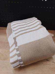 lot 13493 image: Striped Cotton Throw Blanket with Fringe