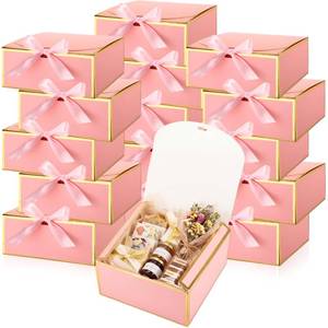 lot 14007 image: Jaloro 16 Pack Pink Gift Boxes with Lids, 7x7x3 Inch Bridesmaid Proposal Box with Ribbons for Present Wedding, Birthday, Anniversary, Mothers Day, Graduation, Baby Shower, Cupcake Packaging