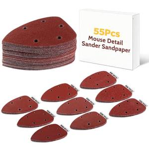 lot 14025 image: Giwiemi 55Pcs Mouse Detail Sander Sandpaper, 9 Grits (40-800) Premium Triangle Sanding Pads - Replacement Mouse Detail Sander Pads for Sanding & Polishing
