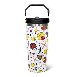 lot 14373 image: qwpmvhsak 30oz Softball Flip Tumbler with Handle lid and Straw,Softball Coffee Travel Mug Cup Water Botter,Softball Gifts for Women,Softball Stuff Decor Accessories