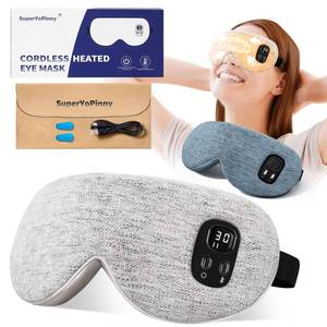 lot 14377 image: Heated Eye Mask - Heated Eye Masks for Dry Eyes, EyeRelief, Improved Sleep, Washable Eye Heating pad for Travel Removable for Cleaning and 2 Replaceable Shell, 4-Level Timing and Temperature (Gray)