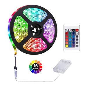 lot 14383 image: HIKENRI 2M6.6FT Battery Powered LED Strip Lights, Flexible Color Changing RGB LED Light Strip, TV Backlight Background Lighting