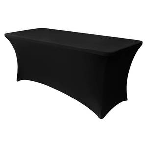 lot 14390 image: Obstal Spandex Table Cover 5ft Fitted Tablecloth Rectangular - Black Rectangle Folding Table Cloth for Birthday Party Wedding Banquet, 60L x 30W Inch