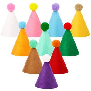 lot 14397 image: 10 Pcs Mini Birthday Party Hats Multicolor Lovely Cone Hats for Animals Stuffed Pets Birthday Holiday Accessories Decoration Supplies