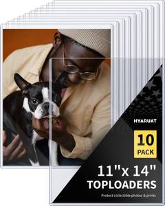lot 14399 image: HYARUAT 11x14 Toploader - Durable Clear PVC Sheet Protectors, Semi Rigid Plastic Sleeves as Frame Alternatives for Pictures, Photos, and Prints (10-Pack)