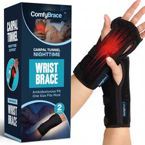 lot 14414 image: ComfyBrace 2 PACK Nighttime Pain Relief Wrist Brace for Carpal Tunnel, Tendonitis, Arthritis  Fits & Soothes Aches in Both Hands  Palm Cushion Beads for Hot Spots  Breathable Fabric