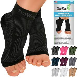 lot 14416 image: TechWare Pro Ankle Brace Compression Sleeve - Relieves Achilles Tendonitis, Joint Pain. Plantar Fasciitis Foot Sock with Arch Support Reduces Swelling & Heel Spur Pain. (BlackBlack, LXL)