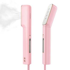 lot 14421 image: Newbealer Travel Iron with Global Voltage (No Clamp), 100-240V Clothes Steamer, Dry Ironing & 2 Steam Levels, Non-Stick Ceramic Soleplate, Fabric Wrinkle Remover, Auto-off, Self Cleaning, Pink