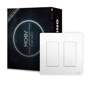 lot 14424 image: MoesGo 2nd Gen WiFi Smart Light Switch, Smart Wall Switch 2.4GHz WiFi, Neutral Wire Required,Smart Life APP Remote Control, Compatible with AlexaGoogle Home, No Hub Needed, White 2-Gang
